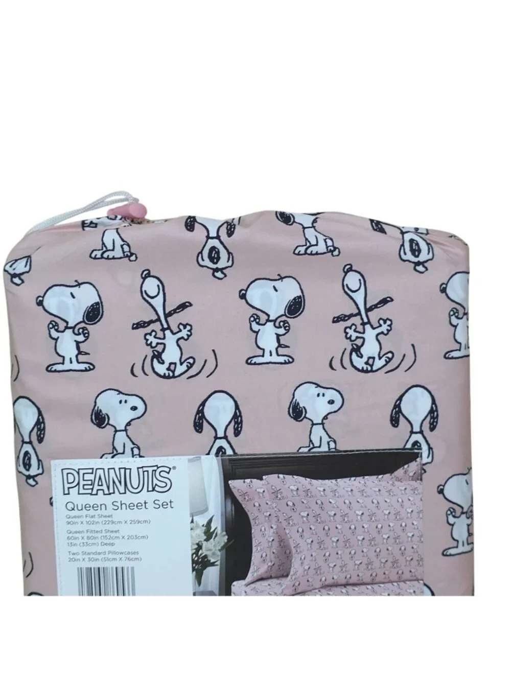 Peanuts Pink Snoopy Queen Sheet Set By Berkshire 100% Polyester